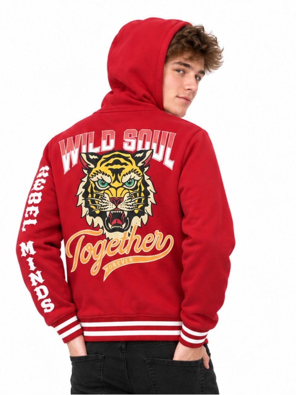 Varsity Hoodie Jacket NWT Rebel Minds Wild Soul Tiger BACK TO SCHOOL SALE